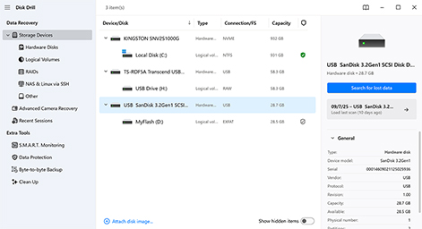 Choose the data source and recovery method