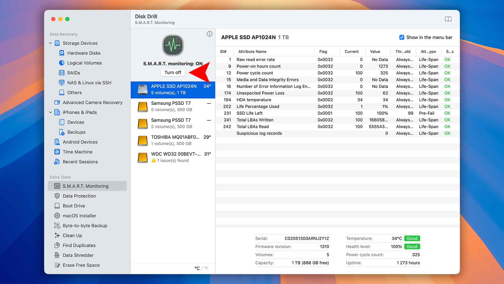 disk drill macos smart monitoring step 02