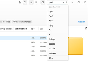 Manage the recoverables, and search within the found files